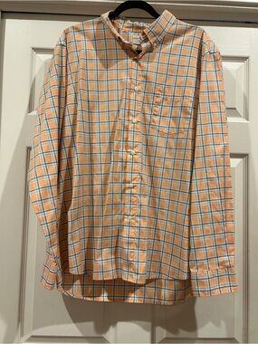 Dockers Orange and White Plaid Button-Down Shirt
